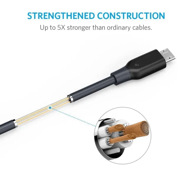 أنكر باور لاين مايكرو USB 0.9 متر أسود