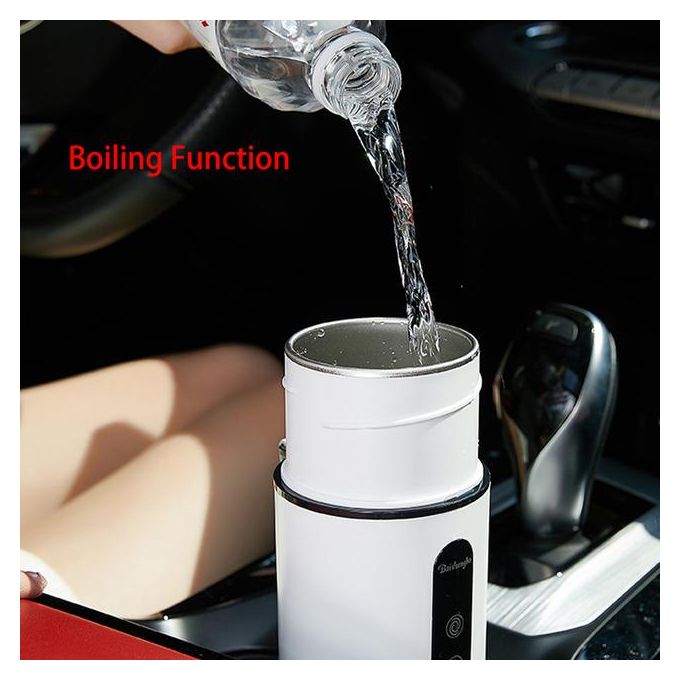 SmartHeat Pro: Electric Car Heating Cup with Auto Stirring & LCD Display - White