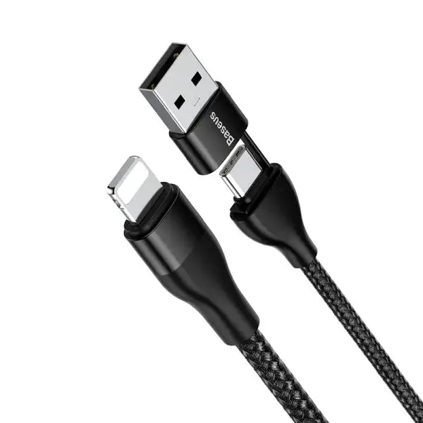 Baseus 2-in-1 Dual Output cable USB-A+Type-C TO IP 18W MAX 1m