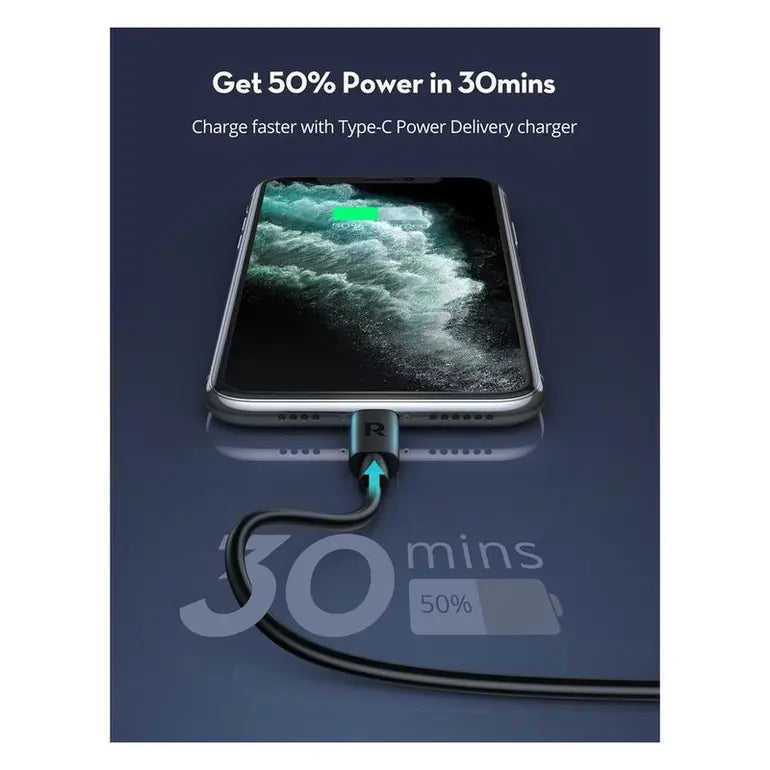Ravpower PD 20W Wall Charger + Type-C to Lightning Cable 2 m