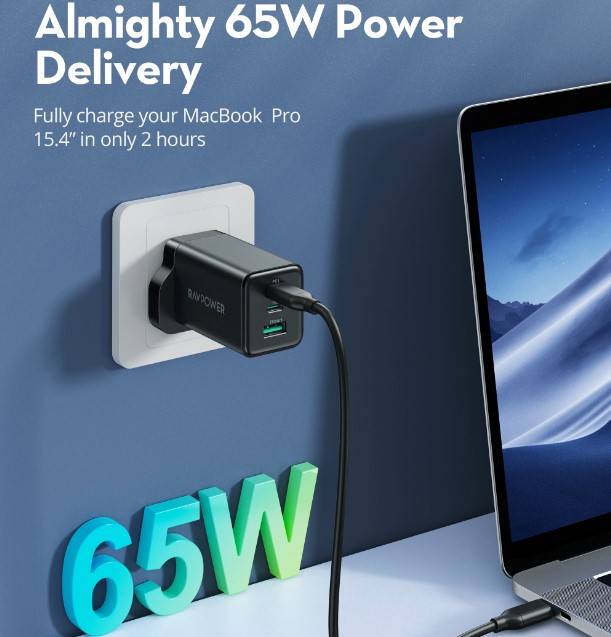 Ravpower PD 65W Wall Charger 1A 2C Gan