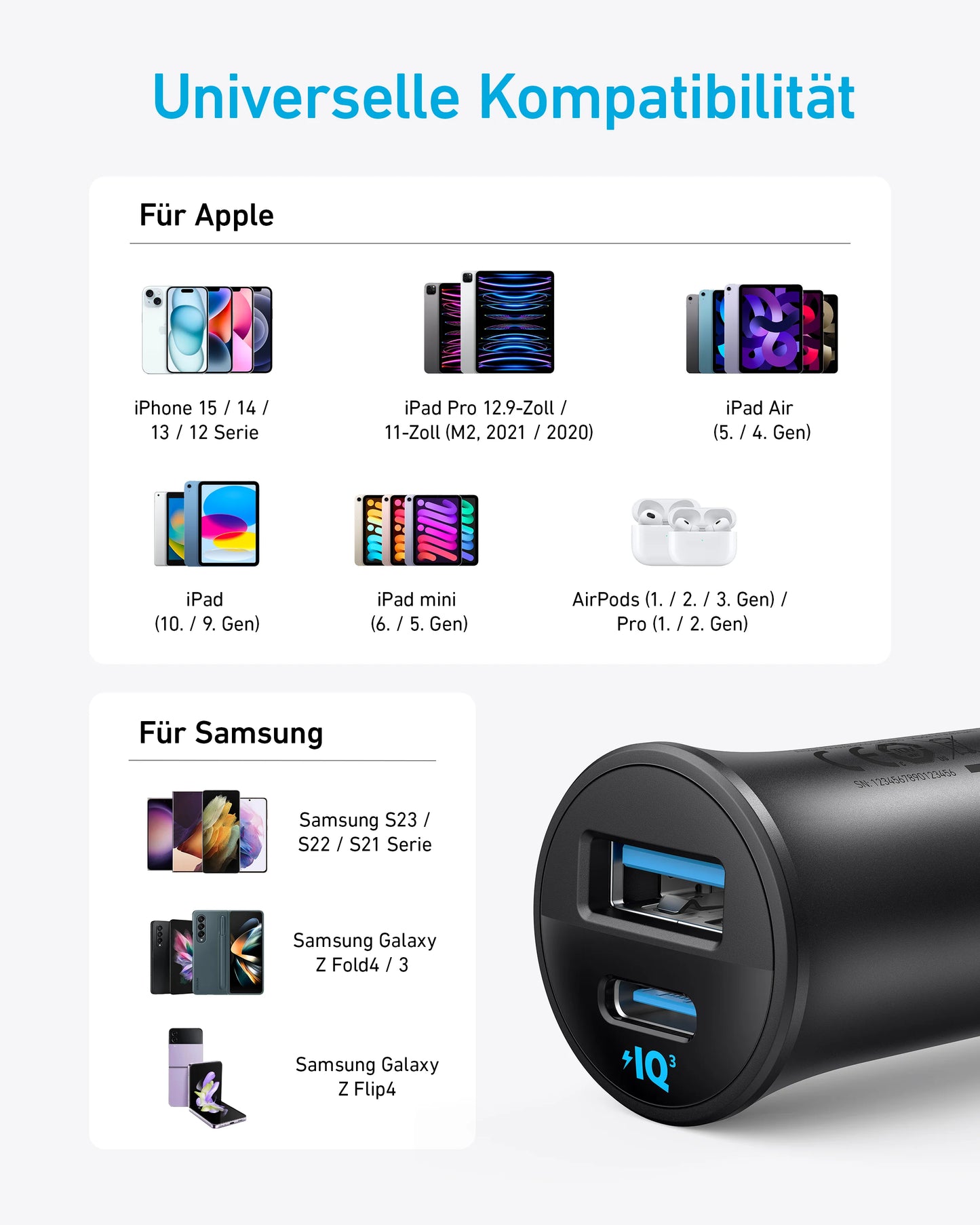Anker Car Charger (30W, 2 Ports)