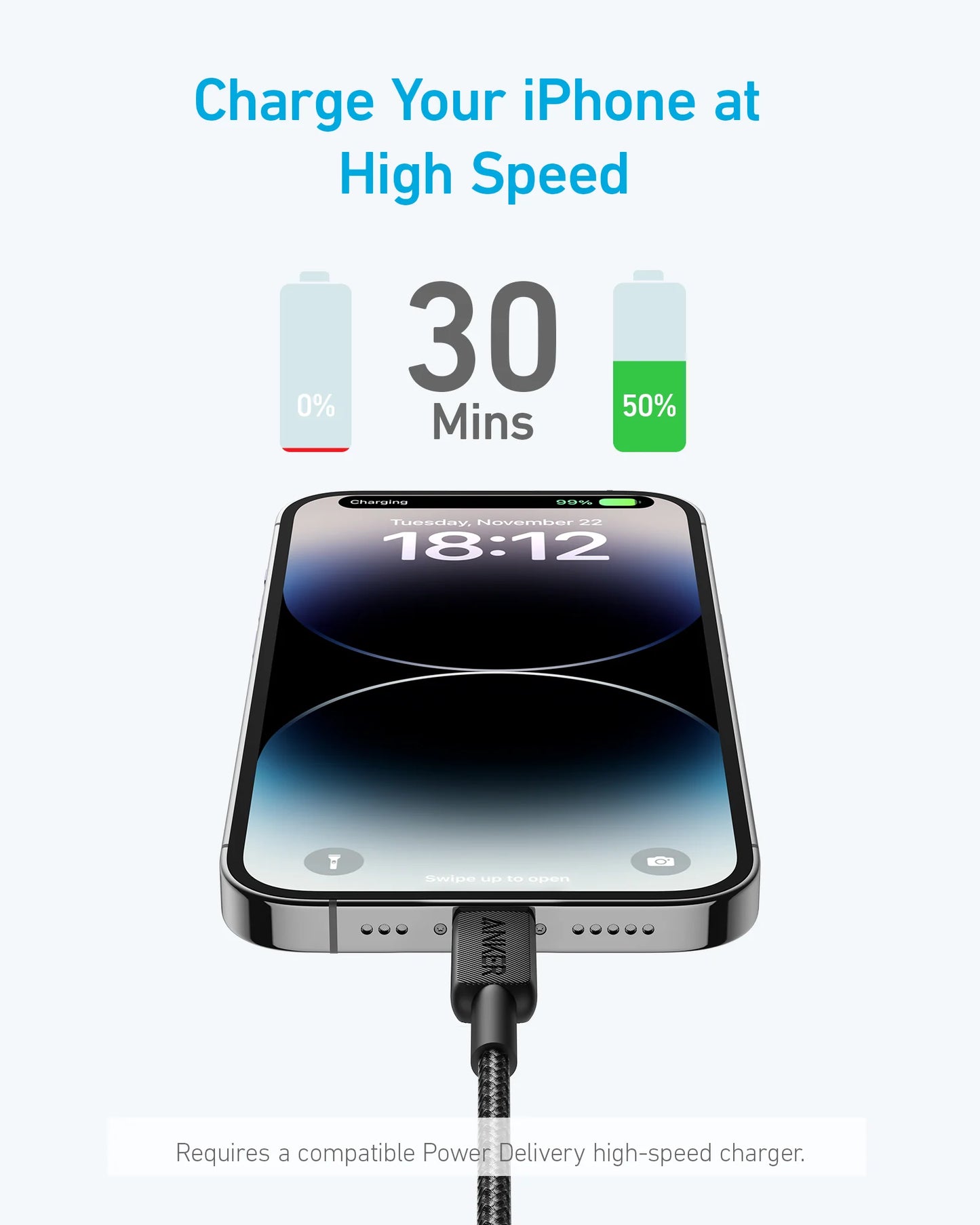 Anker 322 USB-C to Lightning Cable 0.9m