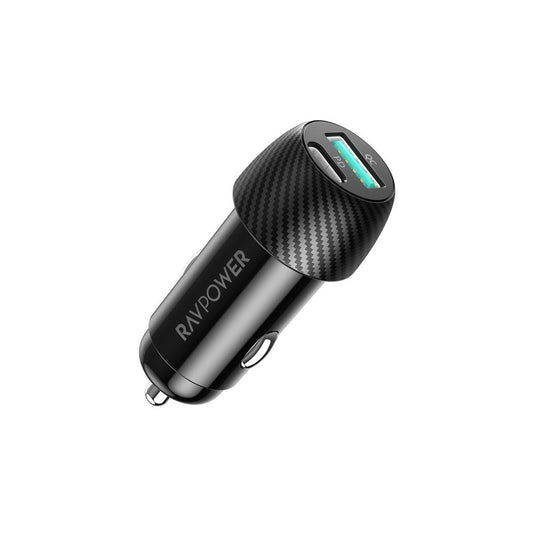 RavPower  PD Pionner 49W 2-Port Car Charger, Black