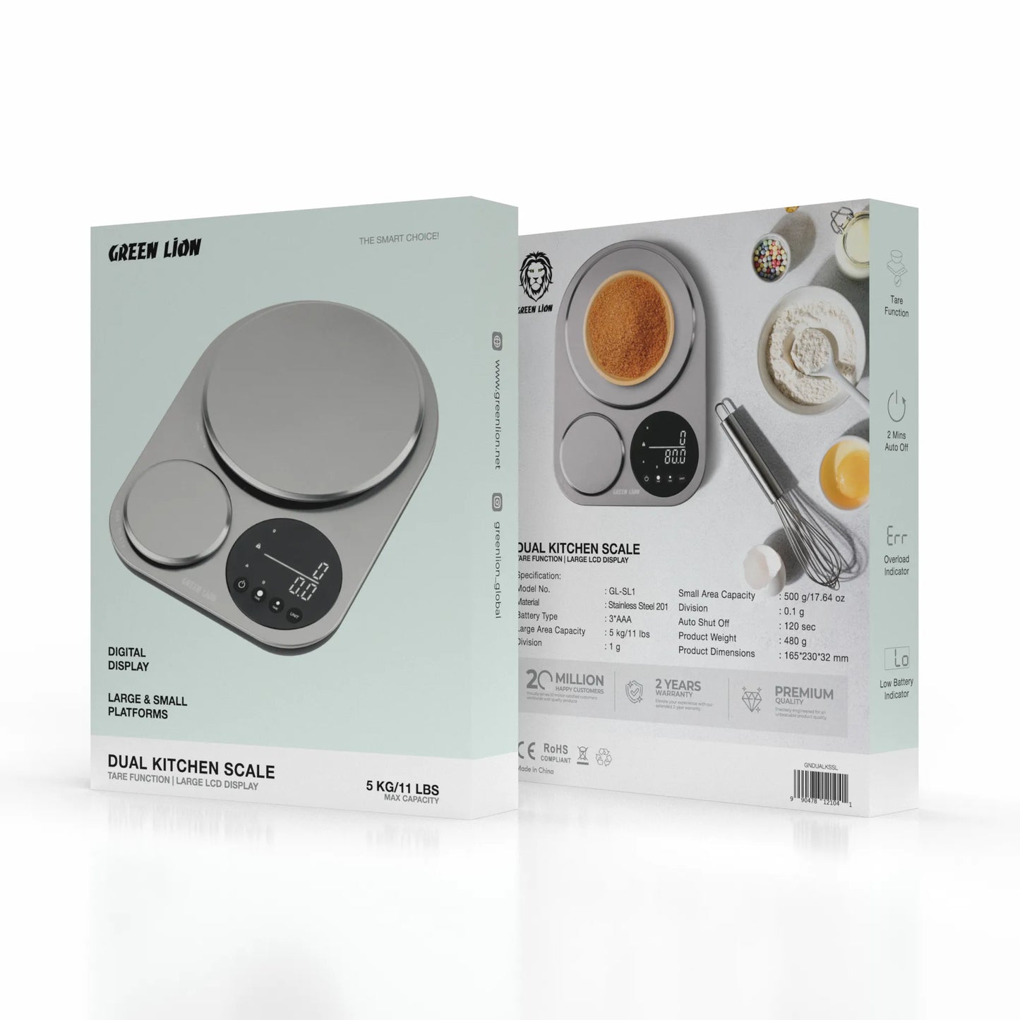 Green Lion Dual Kitchen Scale - Silver