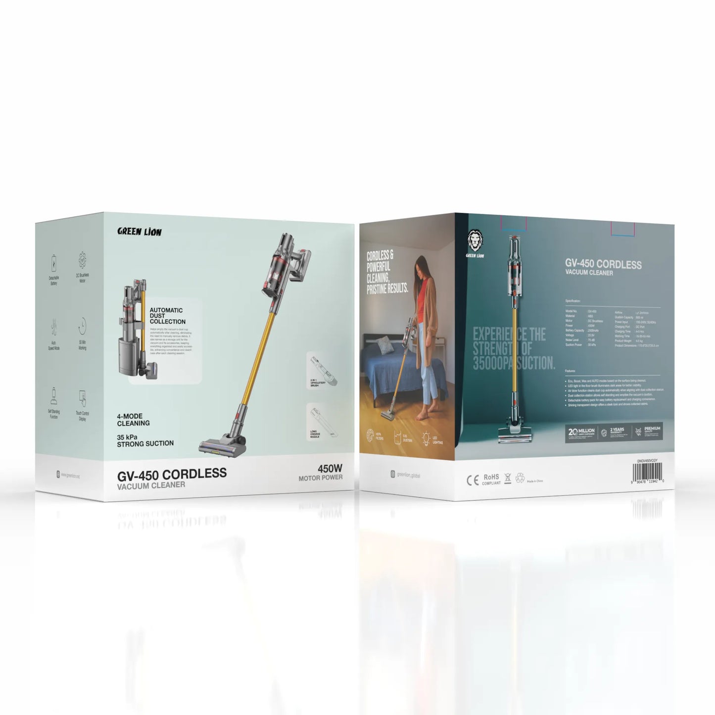 Green Lion GV-450 Cordless Vacuum Cleaner - Gray & Gold
