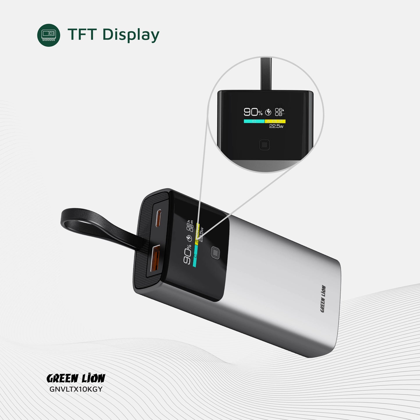 Green Lion Voltix 10000mAh Power Bank PD20W - Grey