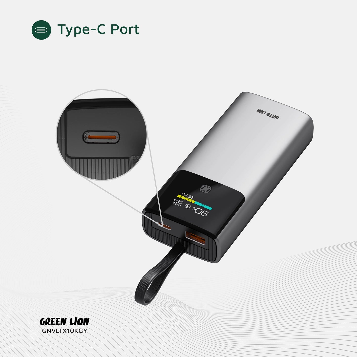 Green Lion Voltix 10000mAh Power Bank PD20W - Grey