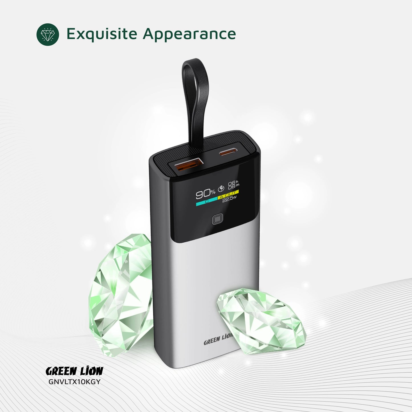 Green Lion Voltix 10000mAh Power Bank PD20W - Grey
