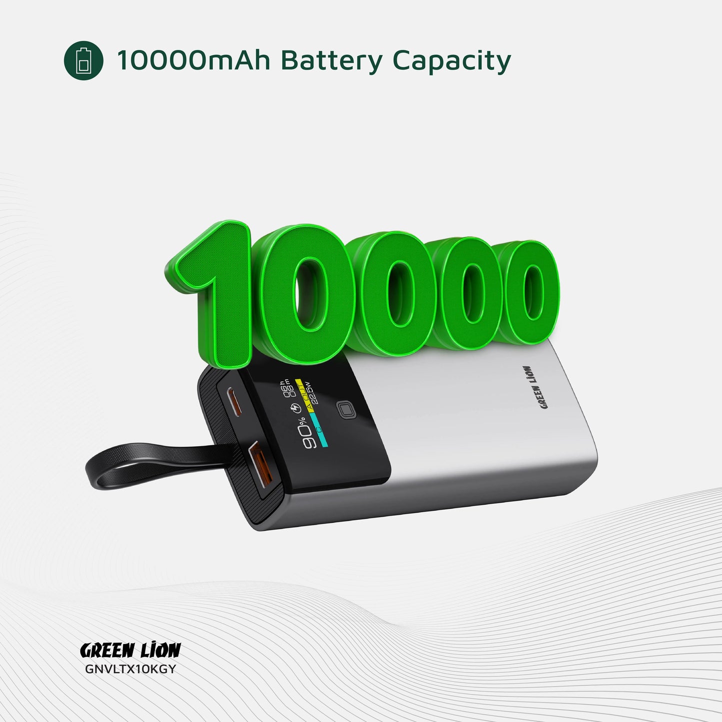 Green Lion Voltix 10000mAh Power Bank PD20W - Grey