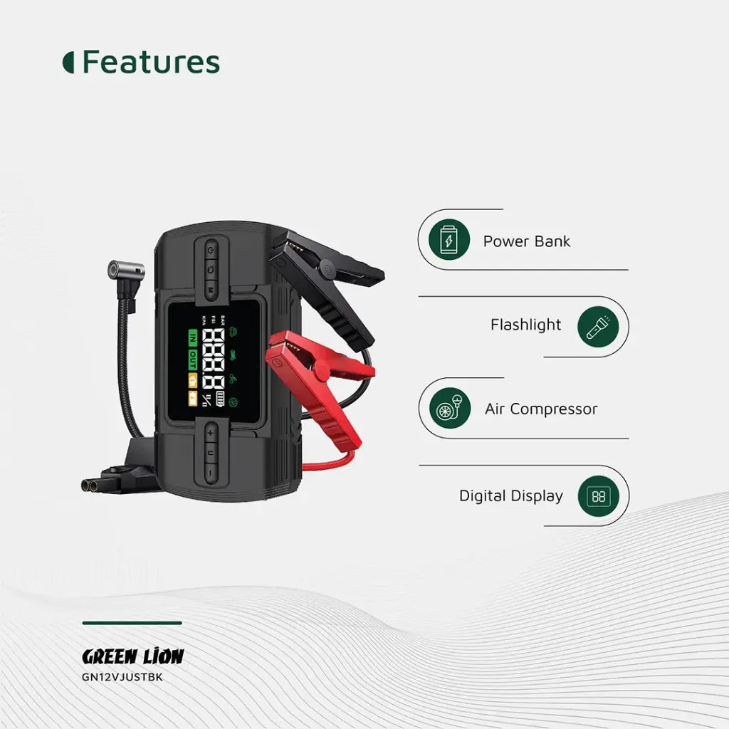 Green Lion 12V Jump Starter 12000 mAh - Black