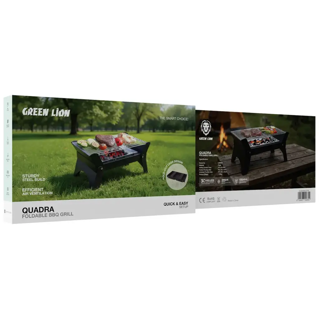 Green Lion Qudra Foldable BBQ Grill - Black