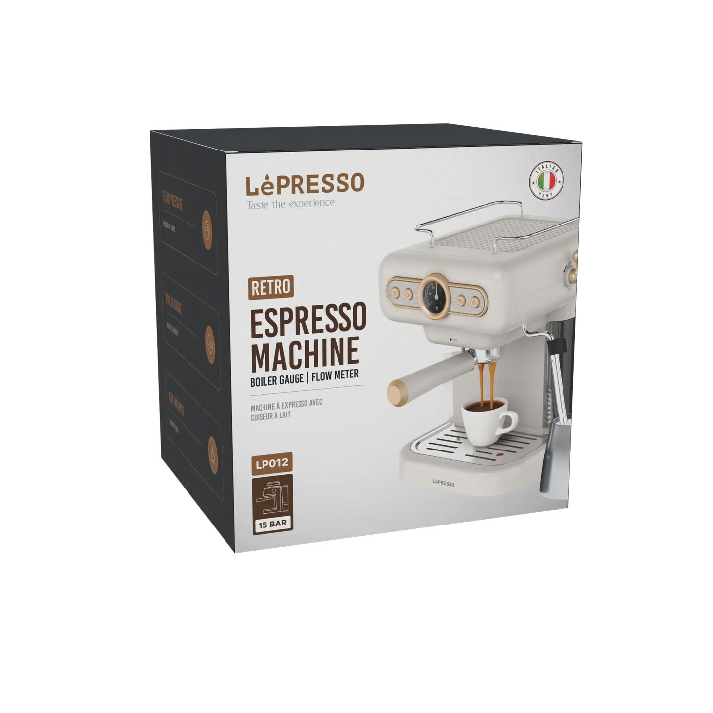LePresso Retro Espresso Boiler Machine Gauge and Milk Steamer