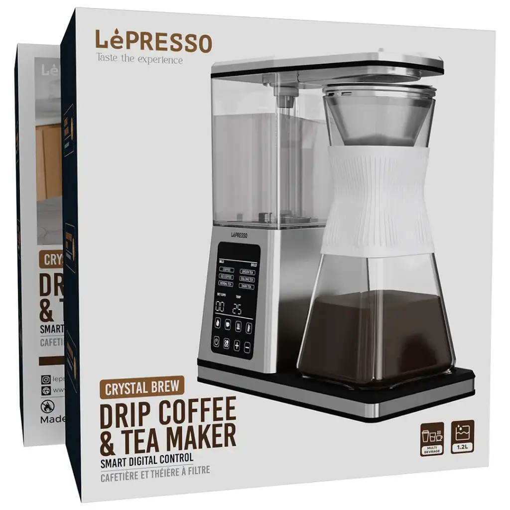 LePresso Crystal Brew Drip Coffee & Tea Maker with Smart Digital Control - Silver
