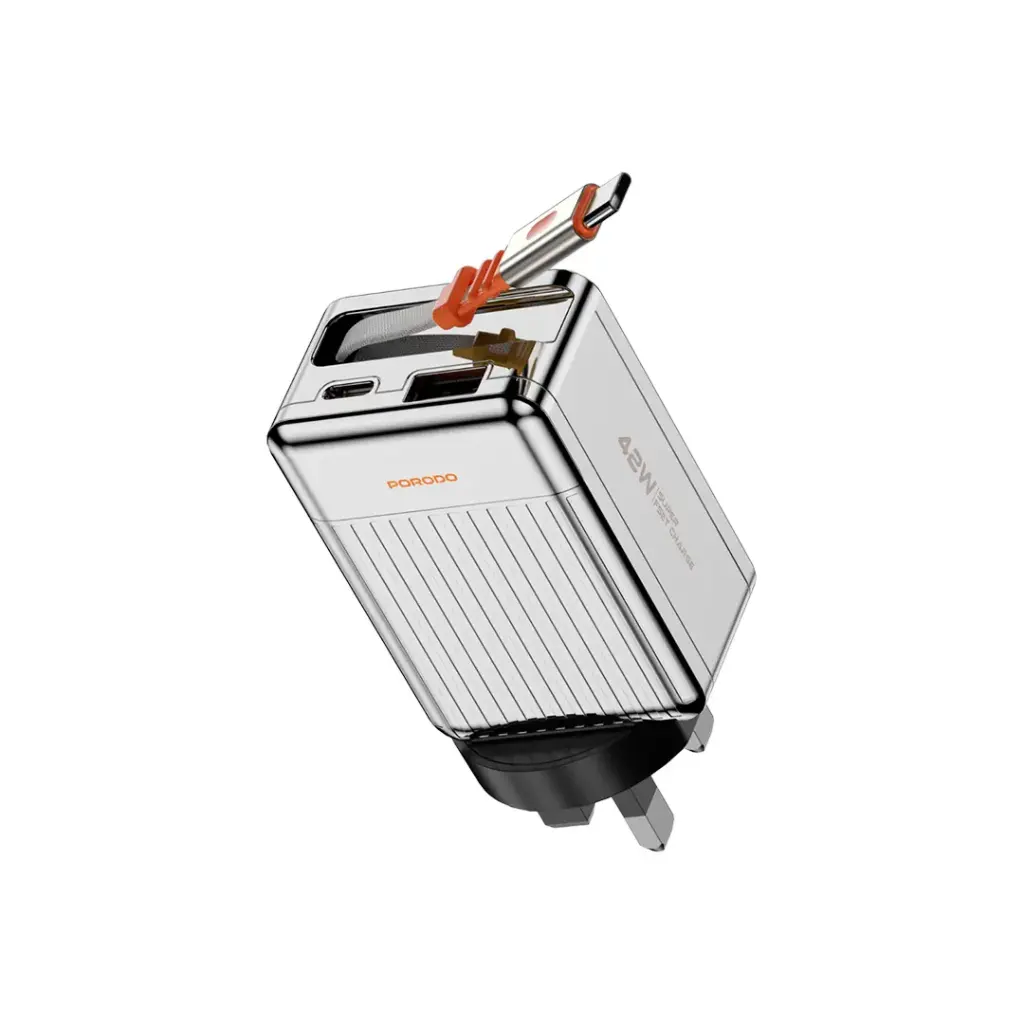 Porodo 75cm Retractable Type-C Super Quick GaN Charger