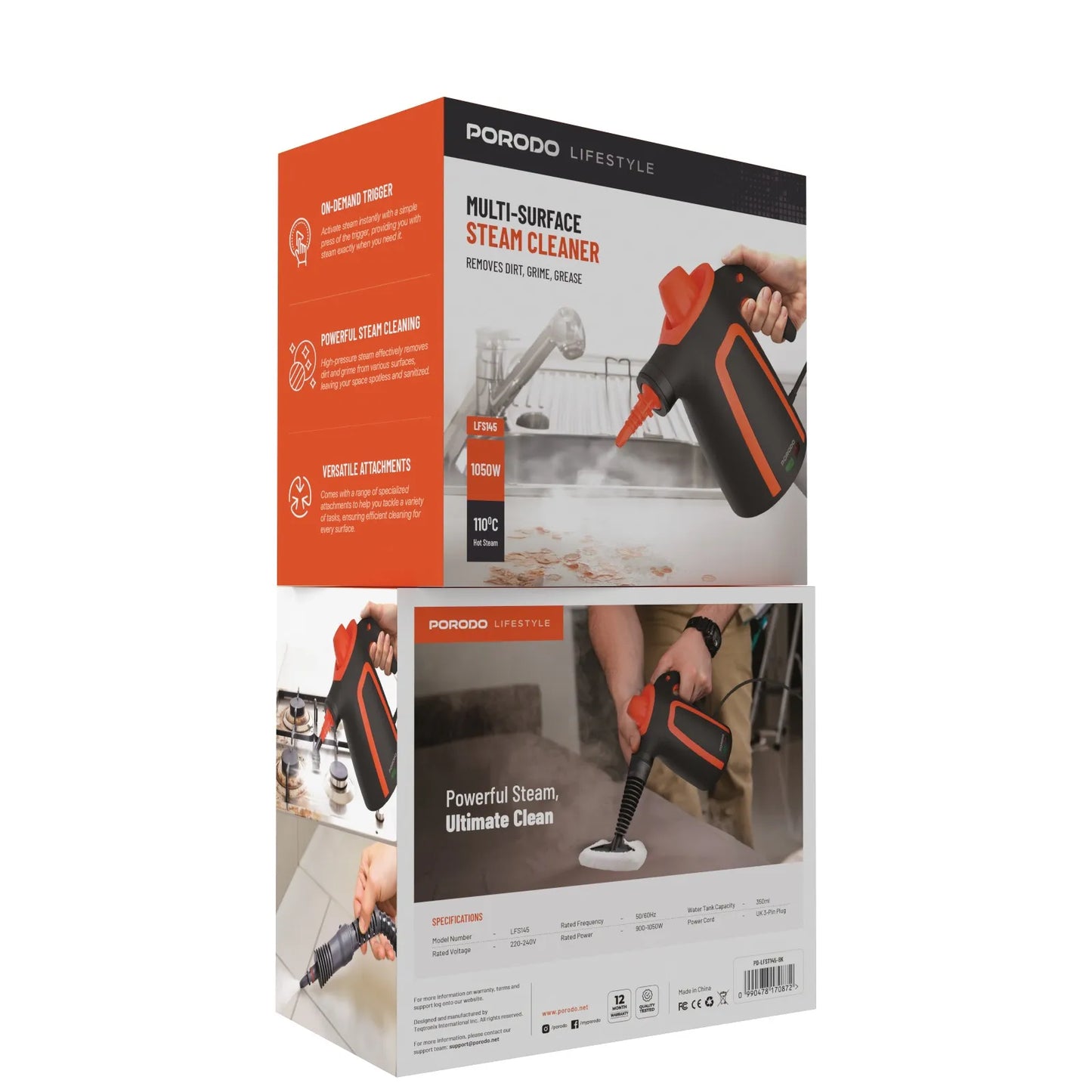 Porodo Lifestyle Multi-Surface Steam Cleaner - Black