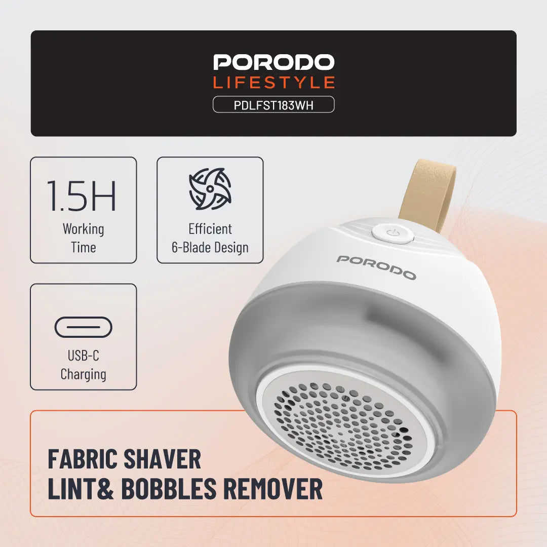Porodo Lifestyle Fabric Shaver Lint & Bobbles Remover - White