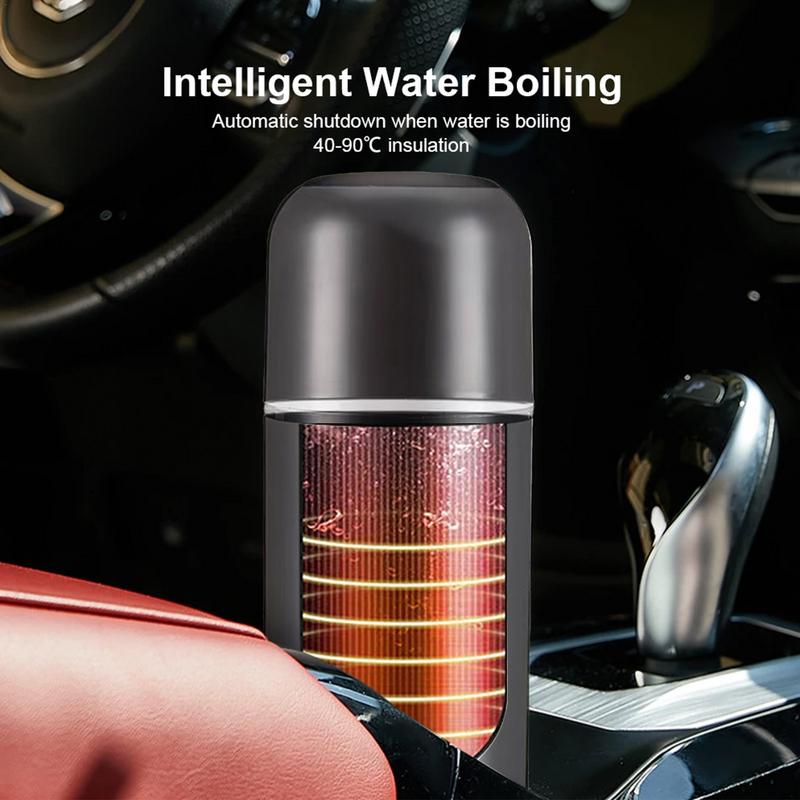 SmartHeat Pro: Electric Car Heating Cup with Auto Stirring & LCD Display - White