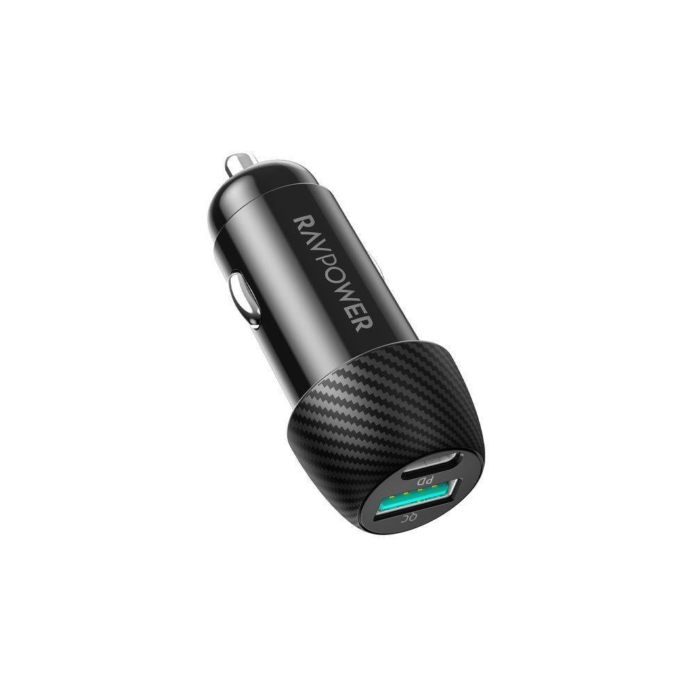 RavPower PD Pionner 49W 2-Port Car Charger, Black