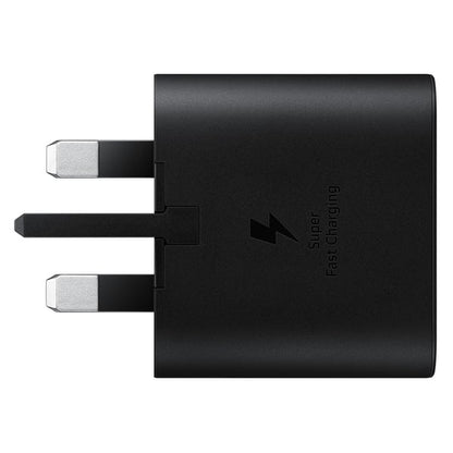 محول طاقة PD بقوة 25 وات من سامسونج مع كابل USB C، أسود