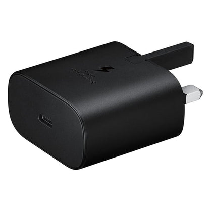 محول طاقة PD بقوة 25 وات من سامسونج مع كابل USB C، أسود