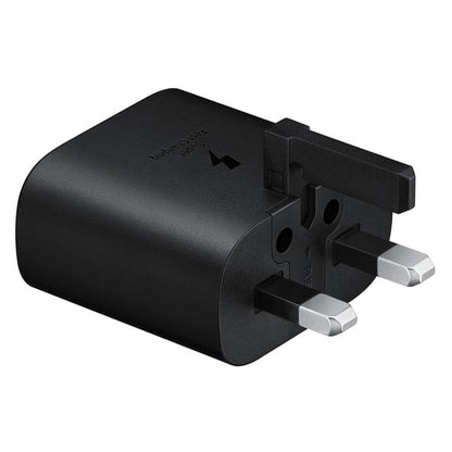 محول طاقة PD بقوة 25 وات من سامسونج مع كابل USB C، أسود