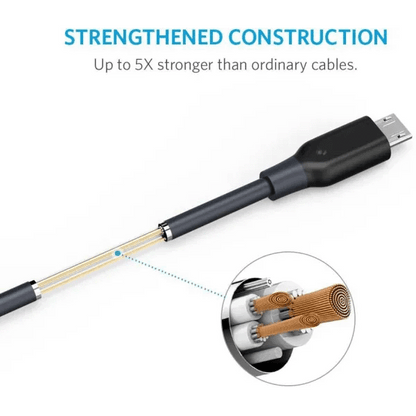 أنكر باور لاين مايكرو USB 0.9 متر أسود 