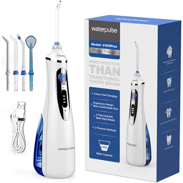 Waterpulse Portable Dental Flosser Cordless Oral Irrigator With Travel Case 240ML Rechargeable Battery Water Flosser Teeth