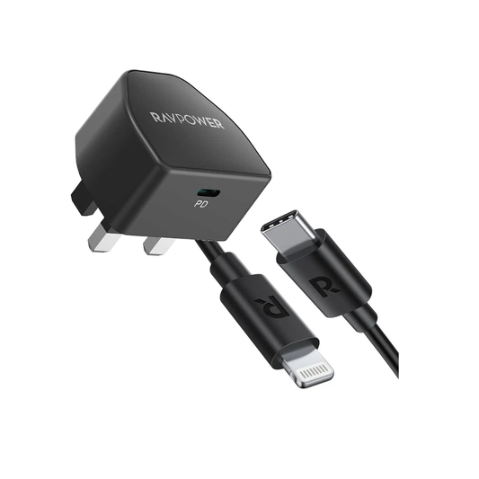 Ravpower PD 20W Wall Charger + Type-C to Lightning Cable 2 m