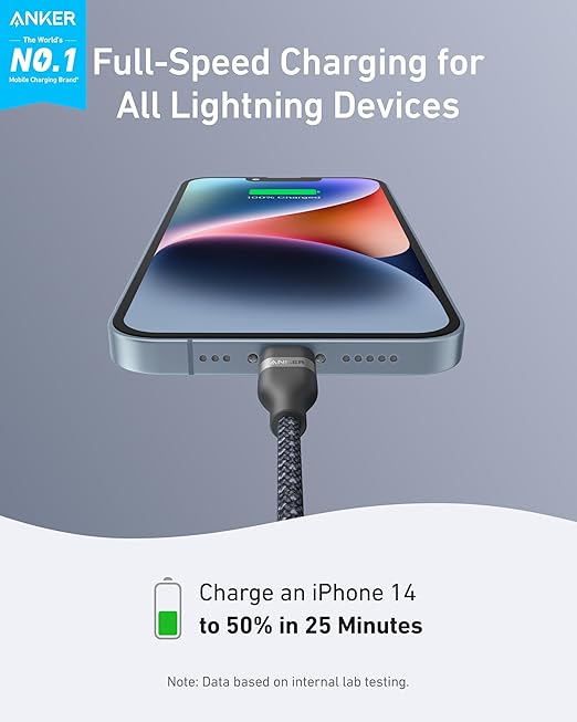 Anker USB-C to Lightning Cable (3 ft 60W, Upcycled-Braided)