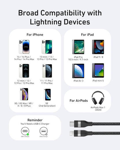 Anker USB-C to Lightning Cable (3 ft 60W, Upcycled-Braided)
