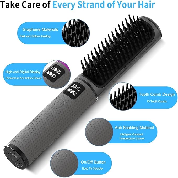 Cordless Hair Straightener Brush