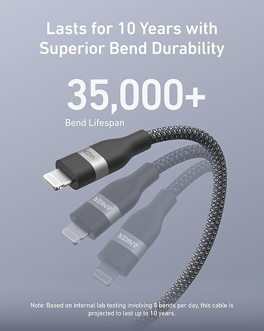 Anker USB-C to Lightning Cable (3 ft 60W, Upcycled-Braided)