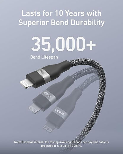 Anker USB-C to Lightning Cable (3 ft 60W, Upcycled-Braided)