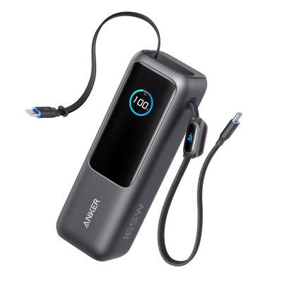 Anker Power Bank 25000mAh 165W Built-In Retractable USB-C Cable