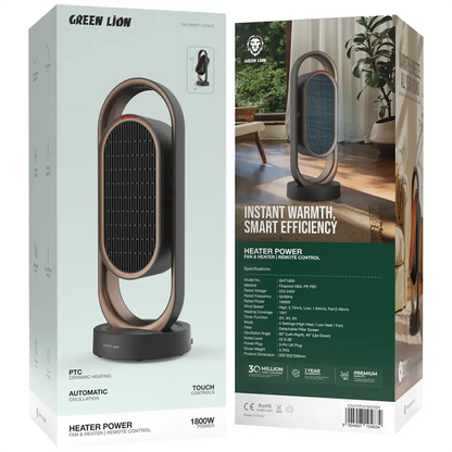 Green Lion Heater Power Fan & Heater with Remote Control - Black