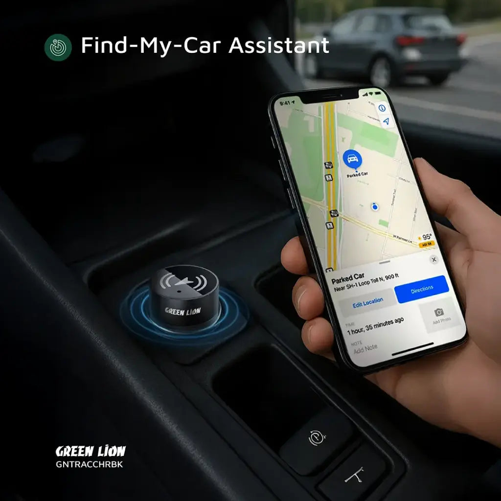 Green Lion Tracker Dual Port Car Charger - Black