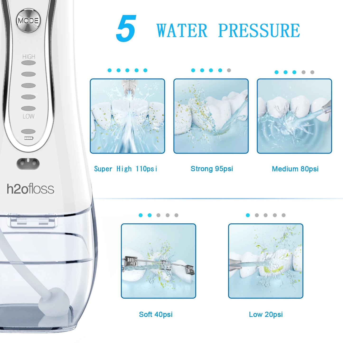 H2ofloss water flosser خيط الأسنان المائي