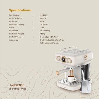 LePresso Retro Espresso Boiler Machine Gauge and Milk Steamer