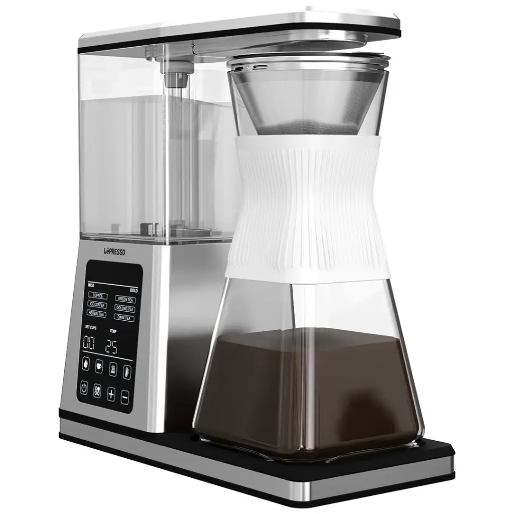 LePresso Crystal Brew Drip Coffee & Tea Maker with Smart Digital Control - Silver