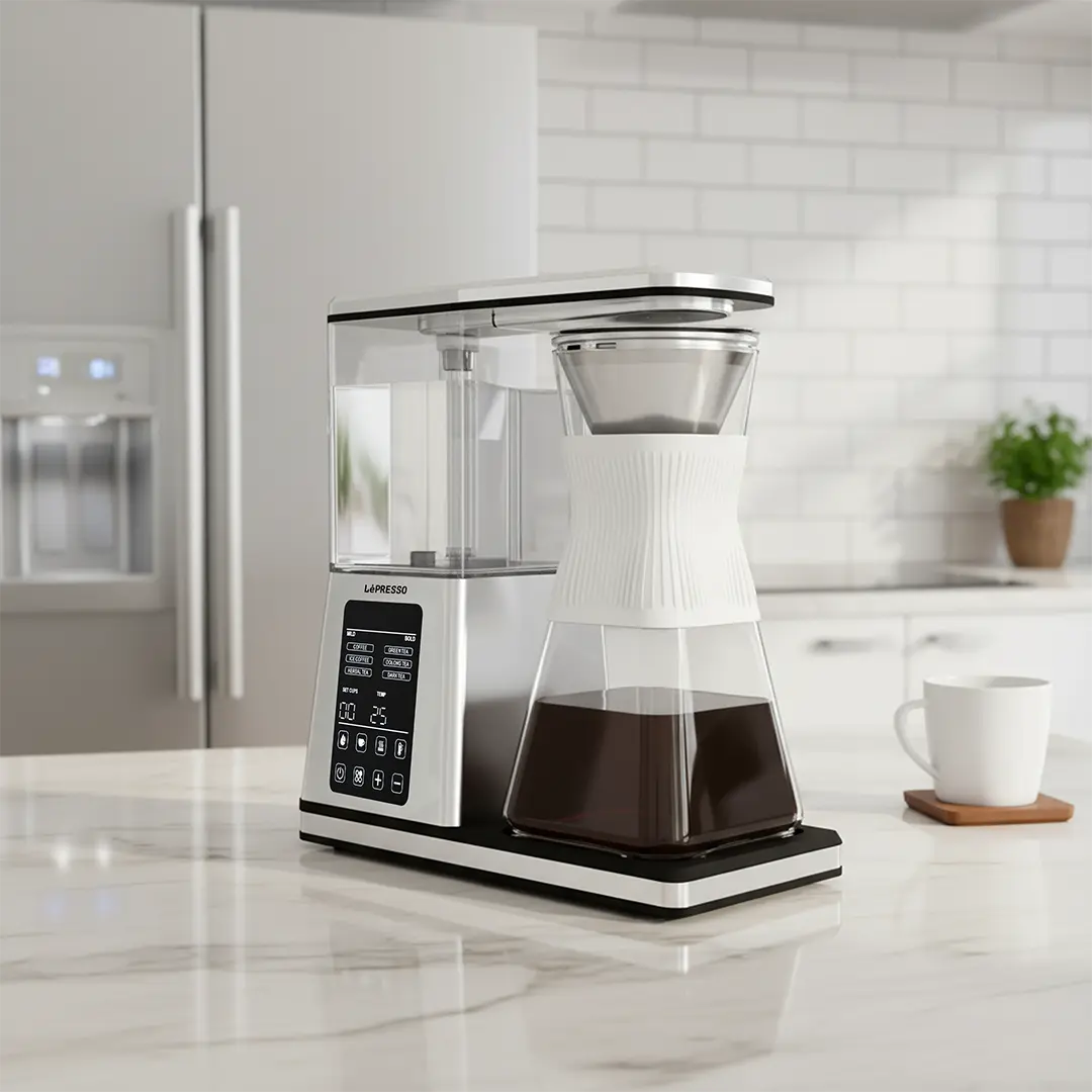 LePresso Crystal Brew Drip Coffee & Tea Maker with Smart Digital Control - Silver