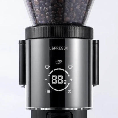 LePresso Grindeur Conical Burr Grinder with Digital Weight Control - Black