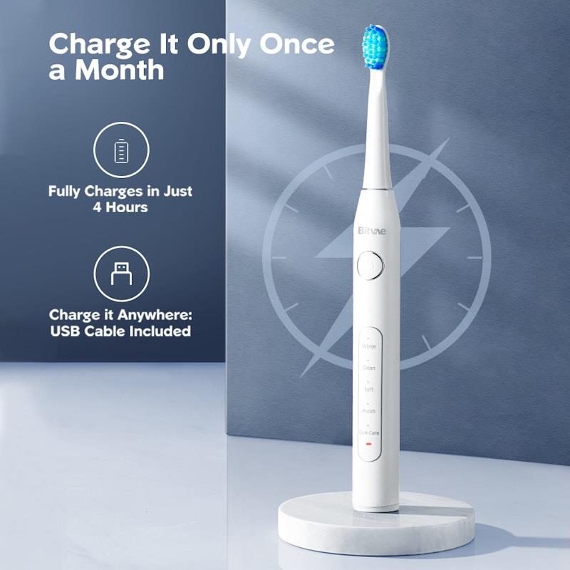 Sonic toothbrush with tips set and travel case D2 (white)