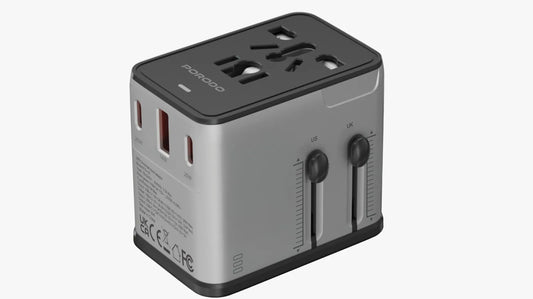 Porodo Mega Volt Universal Travel Adapter - Silver/Black