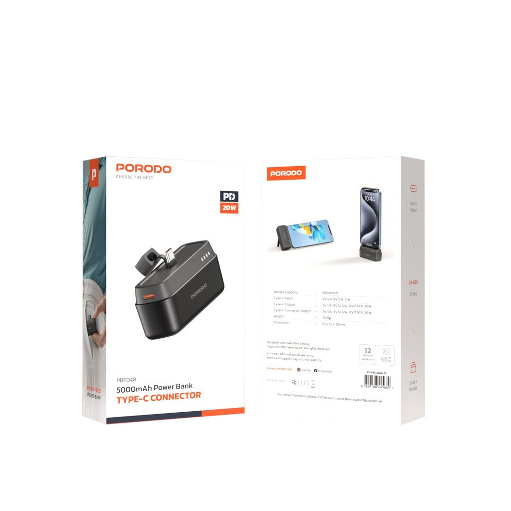 Porodo 5000mAh Power Bank with Type-C Connector