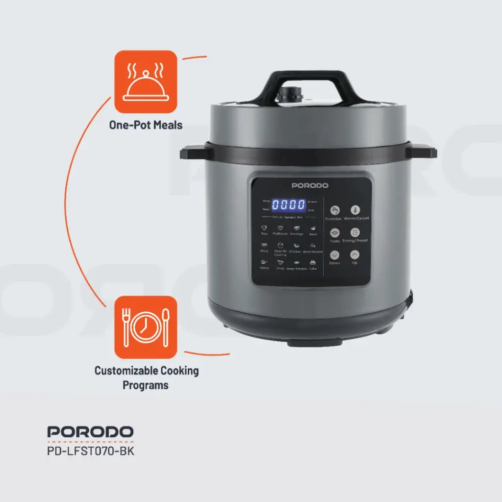 Porodo Lifestyle 1300W Multi-Cuisine Pressure Cooker - Black