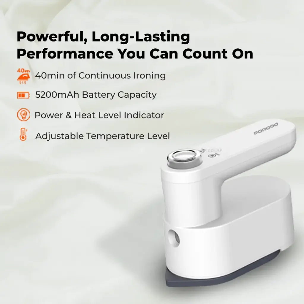 Porodo Lifestyle Heatpulse Portable Steam Iron - White