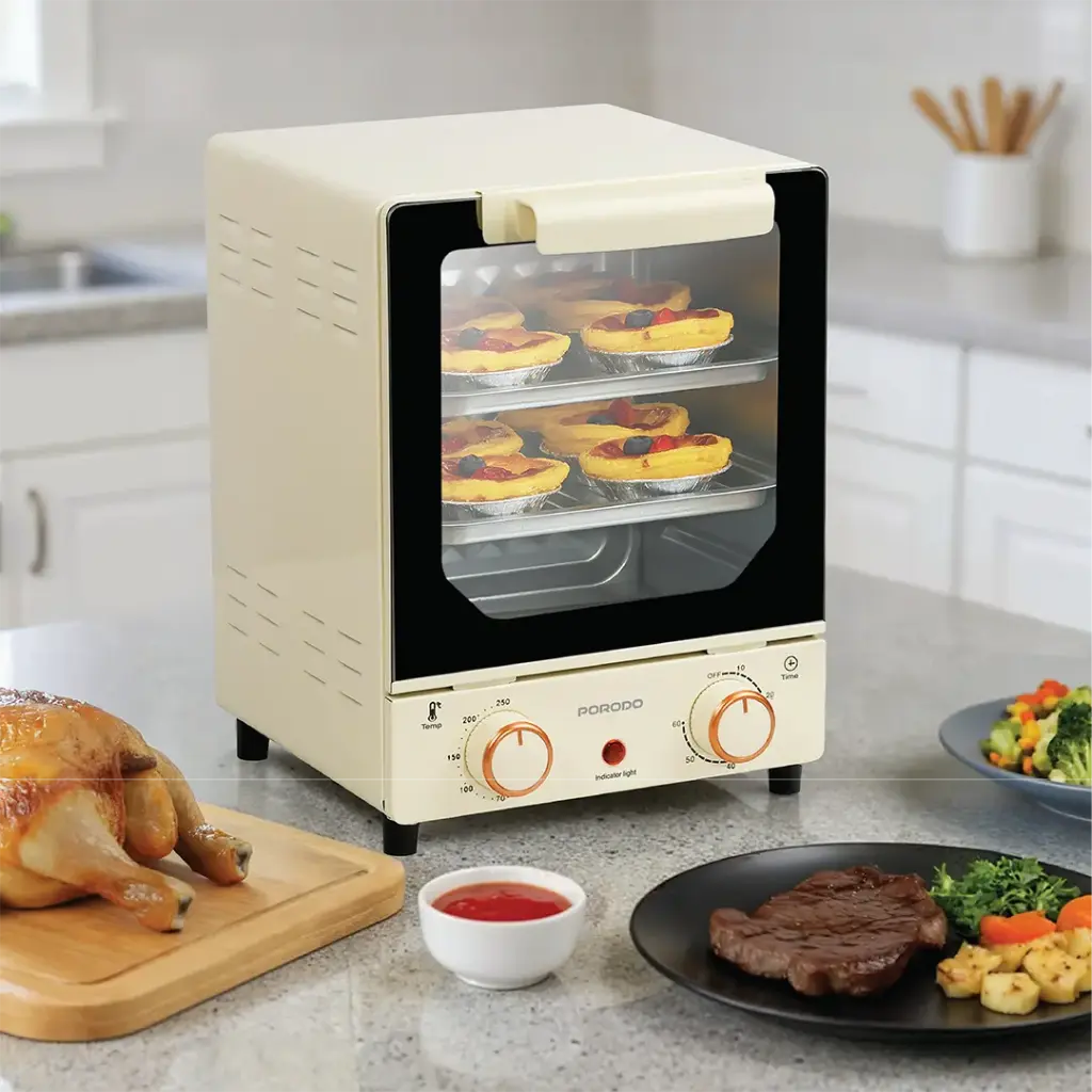 Porodo Lifestyle Vertical Design Temp Glass Mini Oven - White