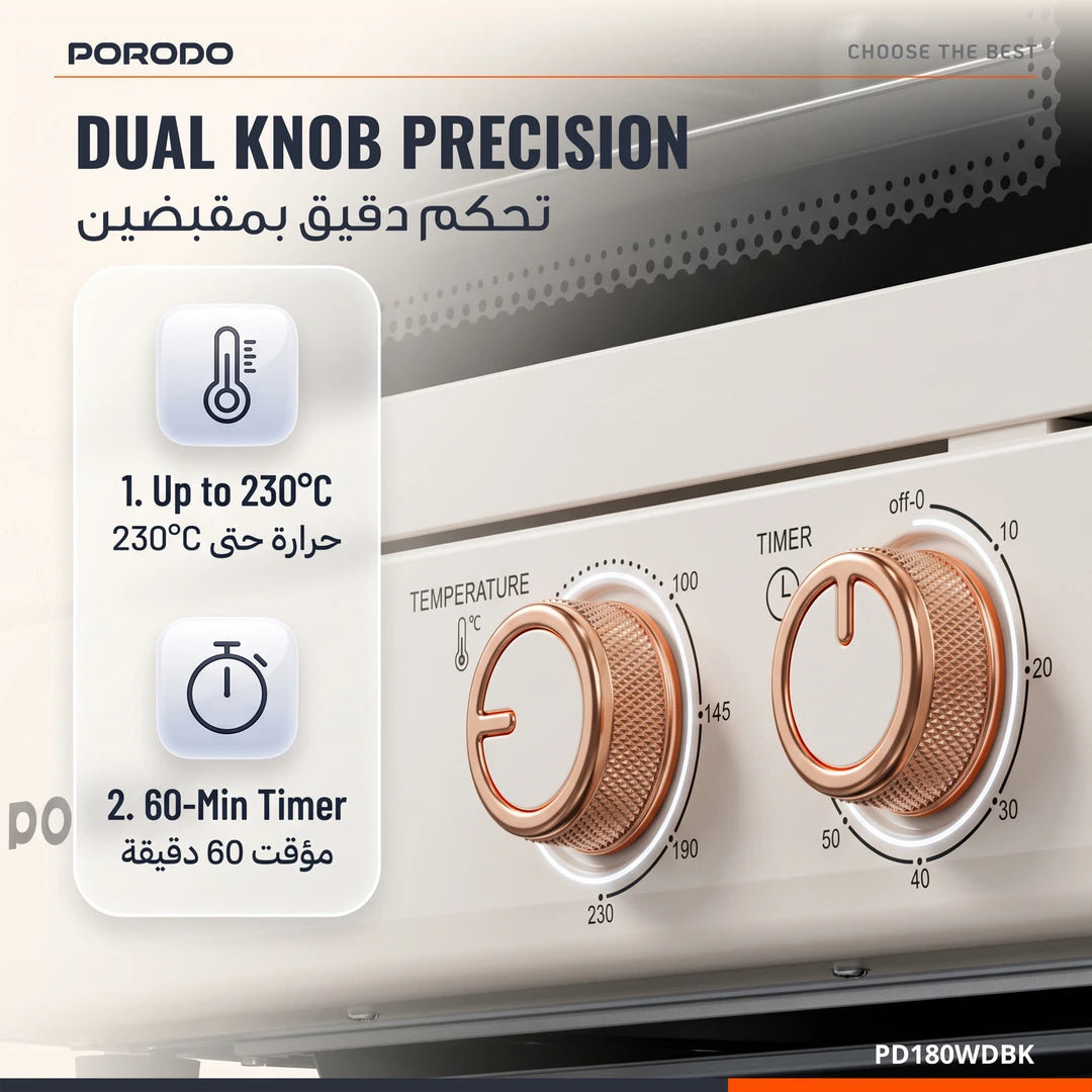 Porodo Lifestyle 10L Compact Electric Oven - Beige