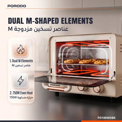 Porodo Lifestyle 10L Compact Electric Oven - Beige